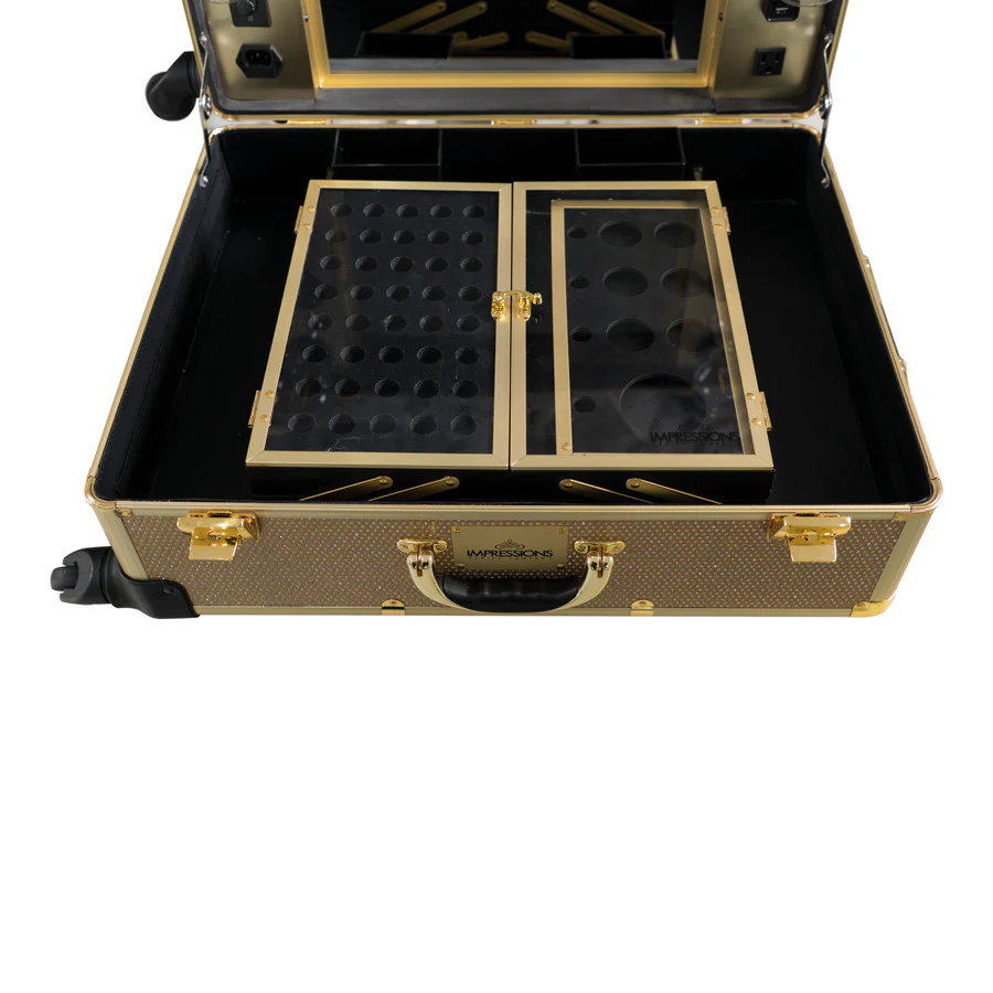 SlayCase® Pro Vanity Travel Train Case with Stand in Champagne Sparkle - Image 5