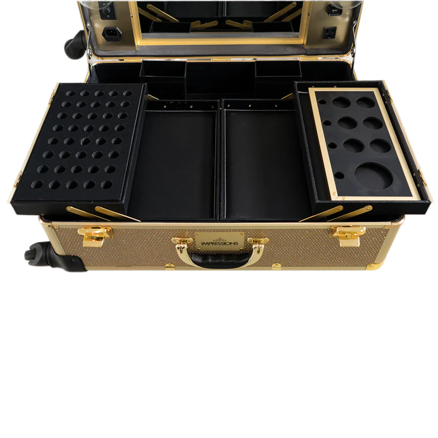 SlayCase® Pro Vanity Travel Train Case with Stand in Champagne Sparkle - Image 6