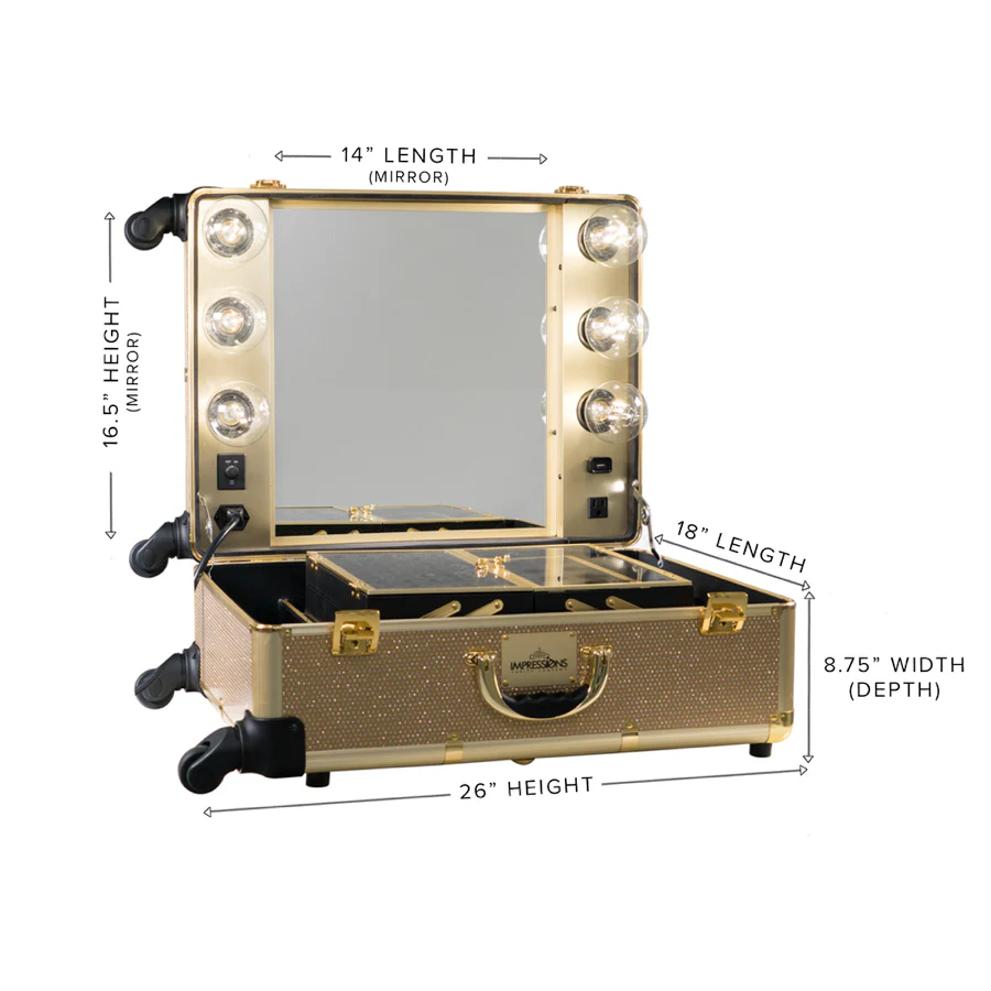 SlayCase® Pro Vanity Travel Train Case with Stand in Champagne Sparkle - Image 7