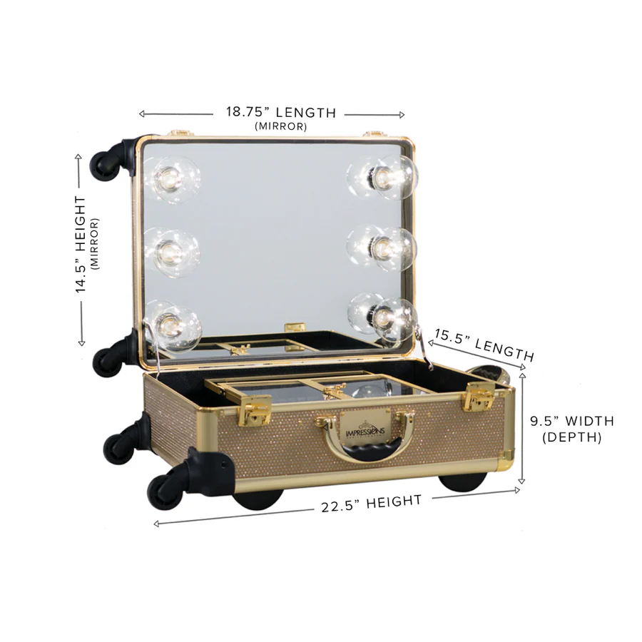 SlayCase® XL Vanity Travel Train Case in Champagne Sparkle - Image 6