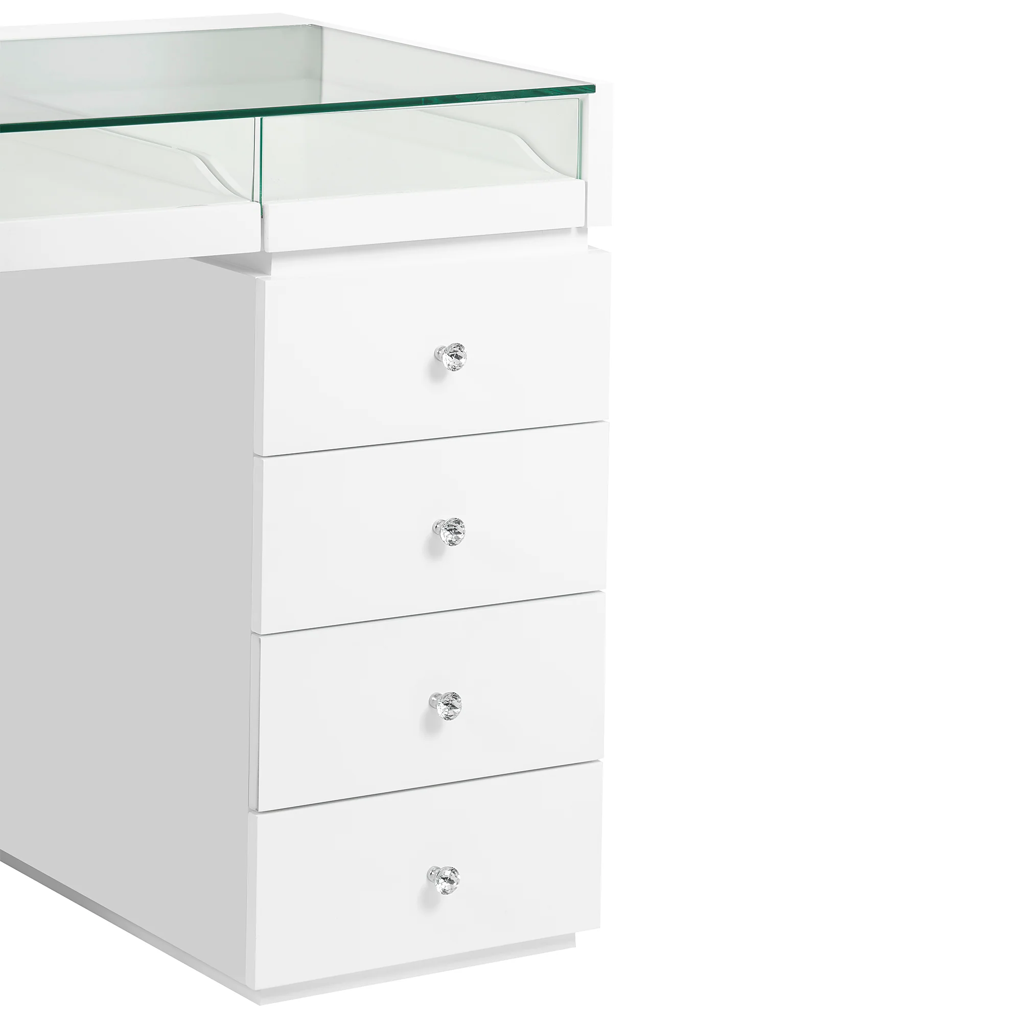 SlayStation Bella Vanity Table with Glass Table Top and 4 Drawer Units Bundle - Image 3