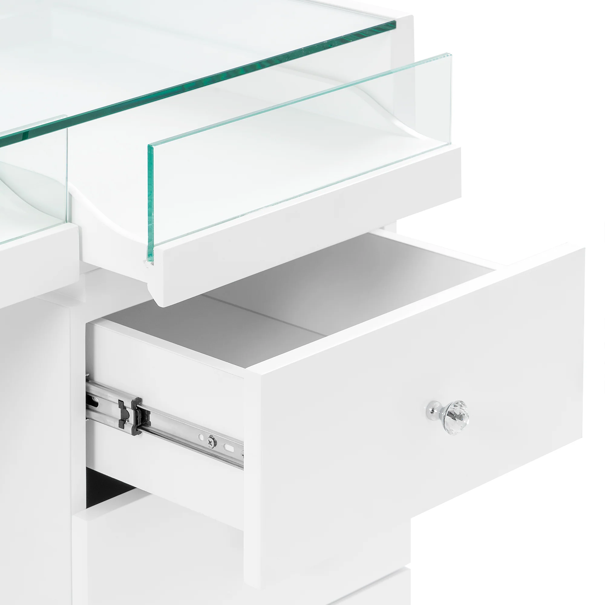 SlayStation Bella Vanity Table with Glass Table Top and 4 Drawer Units Bundle - Image 4