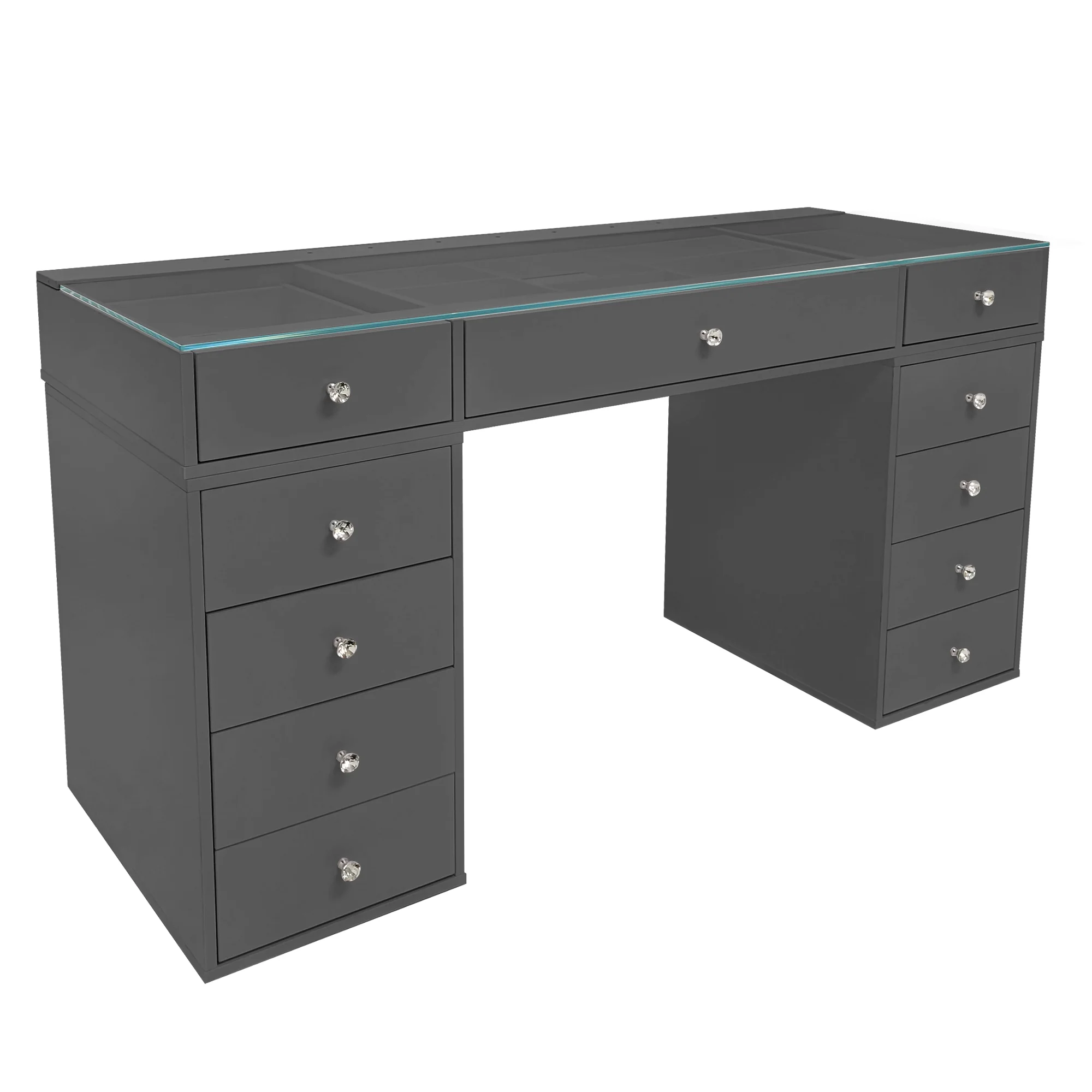 SlayStation Naomi Vanity Table with Glass Tabletop + 4 Drawer Units Bundle - Image 8